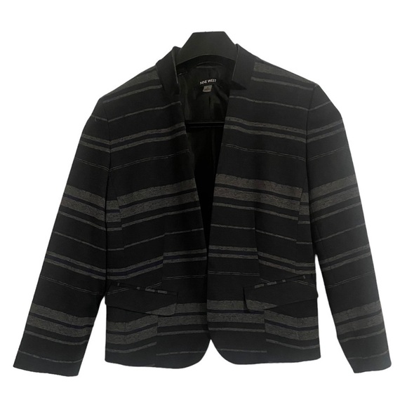 Nine West Jackets & Blazers - Nine West Black/Gray/Navy Blue Stripped Blazer -size 4